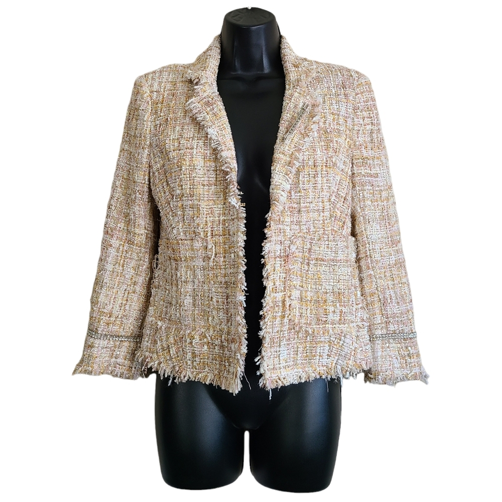 Le Superbe Jacket Womens Tweed Bling Open Front Blazer 2